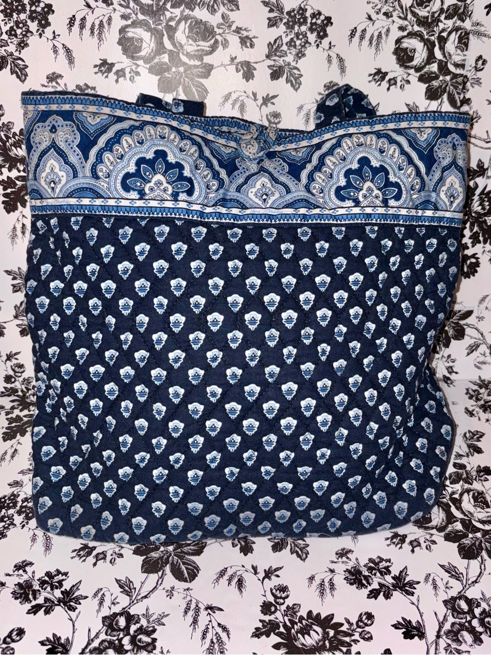 Vera Bradley Navy and Light Blue Quilted Tote